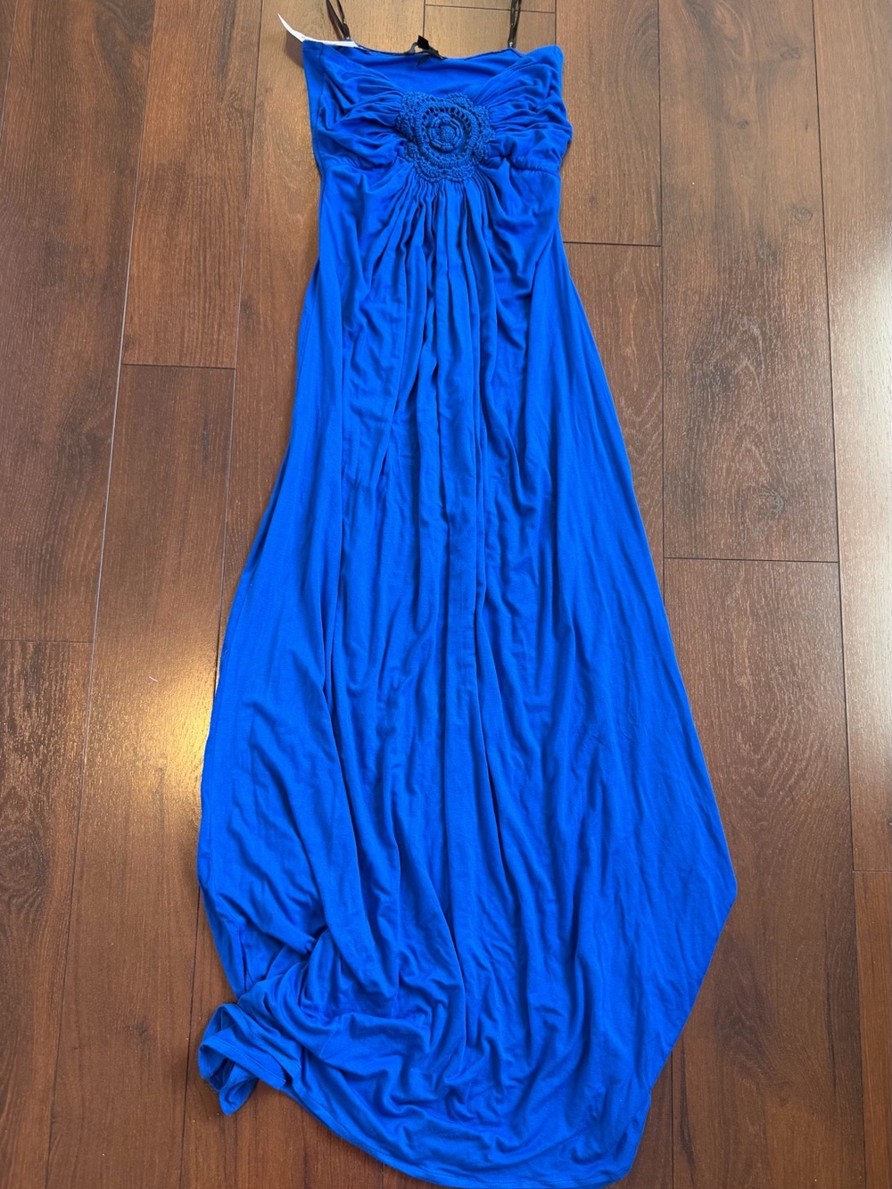 Sky Royal Blue Strapless Crochet Maxi Dress like new small - Picture 4 of 6